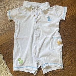 Kissy kissy boy romper with dinosaur embroidery